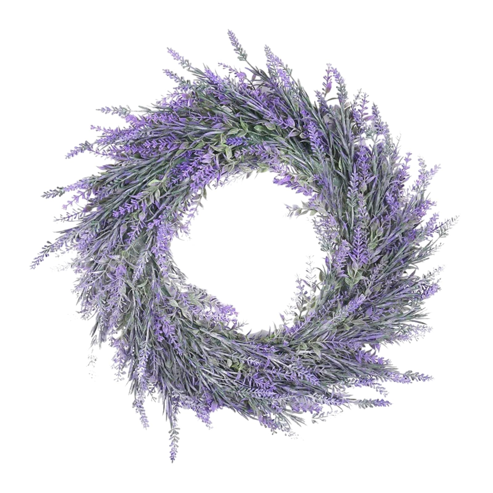 45cm Artificial Lavender Wreath for Front Door, Spring Summer Purple Floral Wreath, Four Seasons Fake Lavender Wreaths for Outdoor Indoor Wall, Farmhouse, Wedding, Home Decor 45cm Lavender