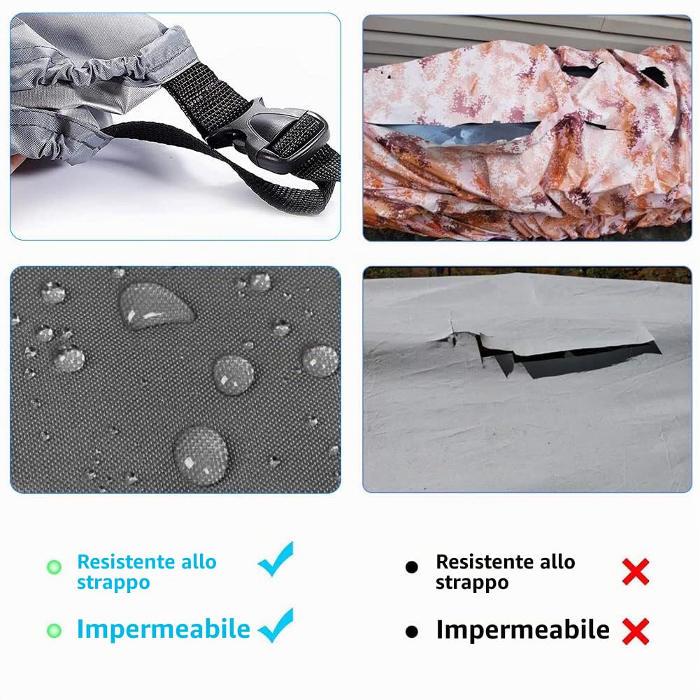 Copertura per Kayak, 420D Impermeabile Protezione UV Copertura Kayak Canoa con Bande e Spallacci Regolabili per Barca da Pesca/Kayak/Canoa/Scheda da Paddle (3.1~3.5m/10.2ft~11.4ft)