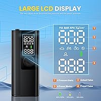 Vista 3 de Inflador de neumáticos, compresor de aire portátil, bomba de aire inalámbrica para neumáticos de automóvil con medidor de presión digital, bomba