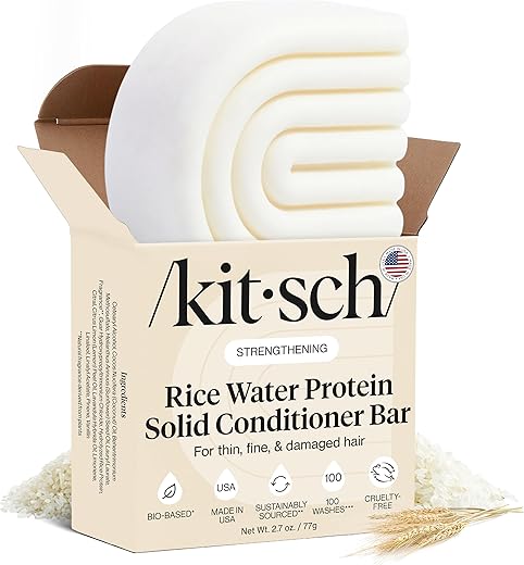 Kitsch Rice Water Protein Conditioner Bar for Hair Growth & Strengthening | Made in US | Eco-Friendly Cleansing and Moisturizing Rice Conditioner Bar | Paraben Free | Sulfate free Conditioner | 2.7 oz
