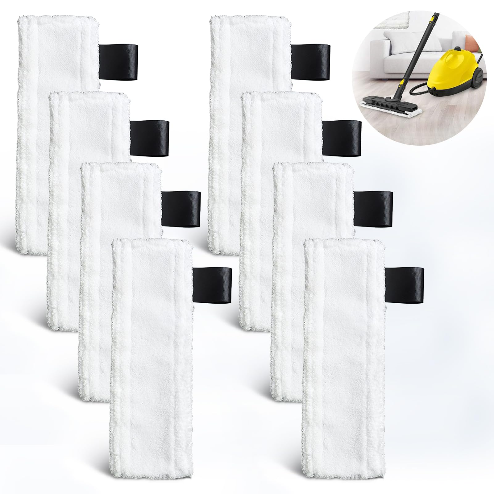 Lot De 4 Chiffons Microfibre Pour Nettoyeur Vapeur Kärcher EasyFix - Compatible SC1, SC2, SC3, SC4, SC5, Lavables, Réutilisables