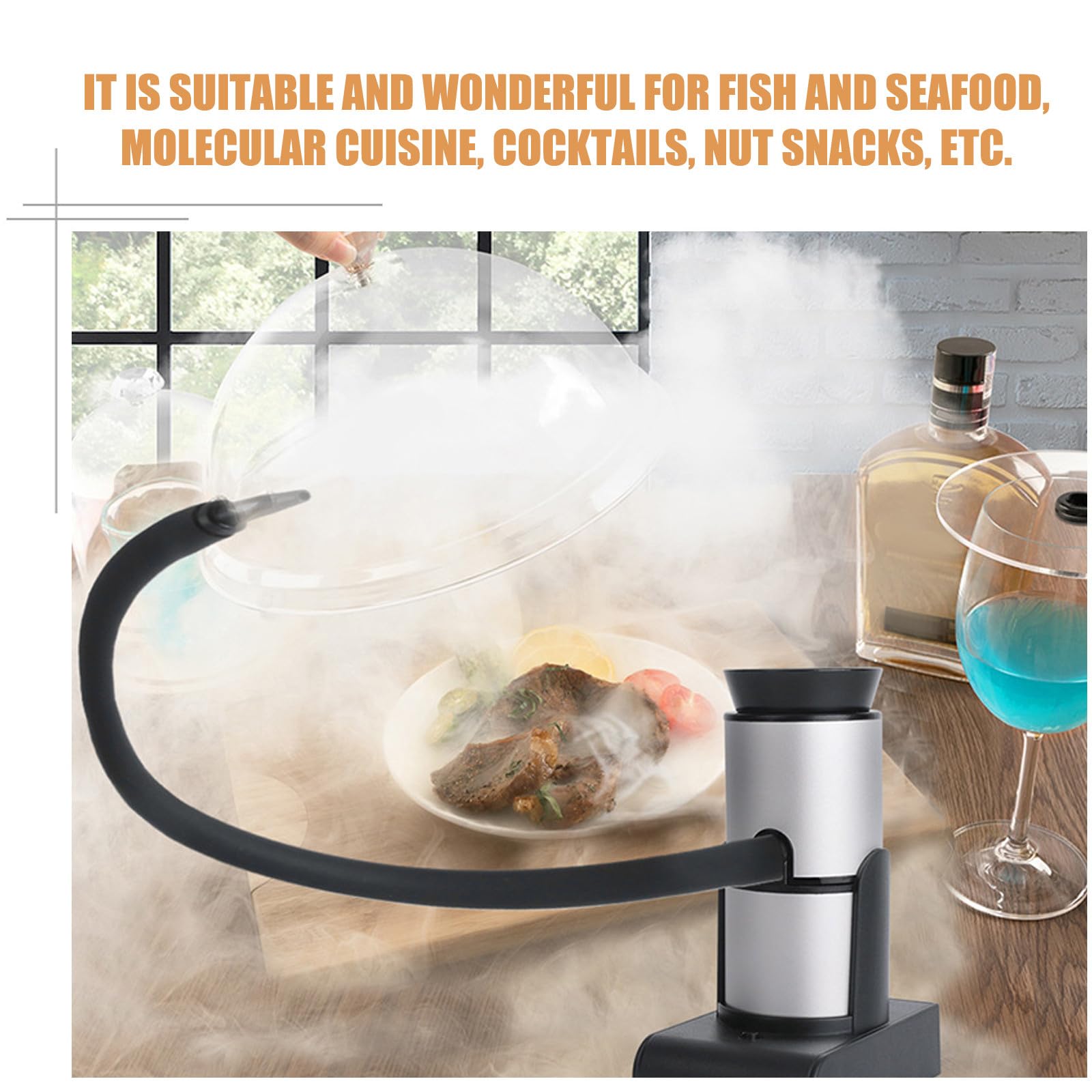 Abaodam Affumicatore Portatile per Cucina e Barbecue, Generatore di Fumo Alimentare a Freddo in Metallo Leggero senza Fonte di Calore, Infusore di Fumo per Carne, Cocktail e Picnic