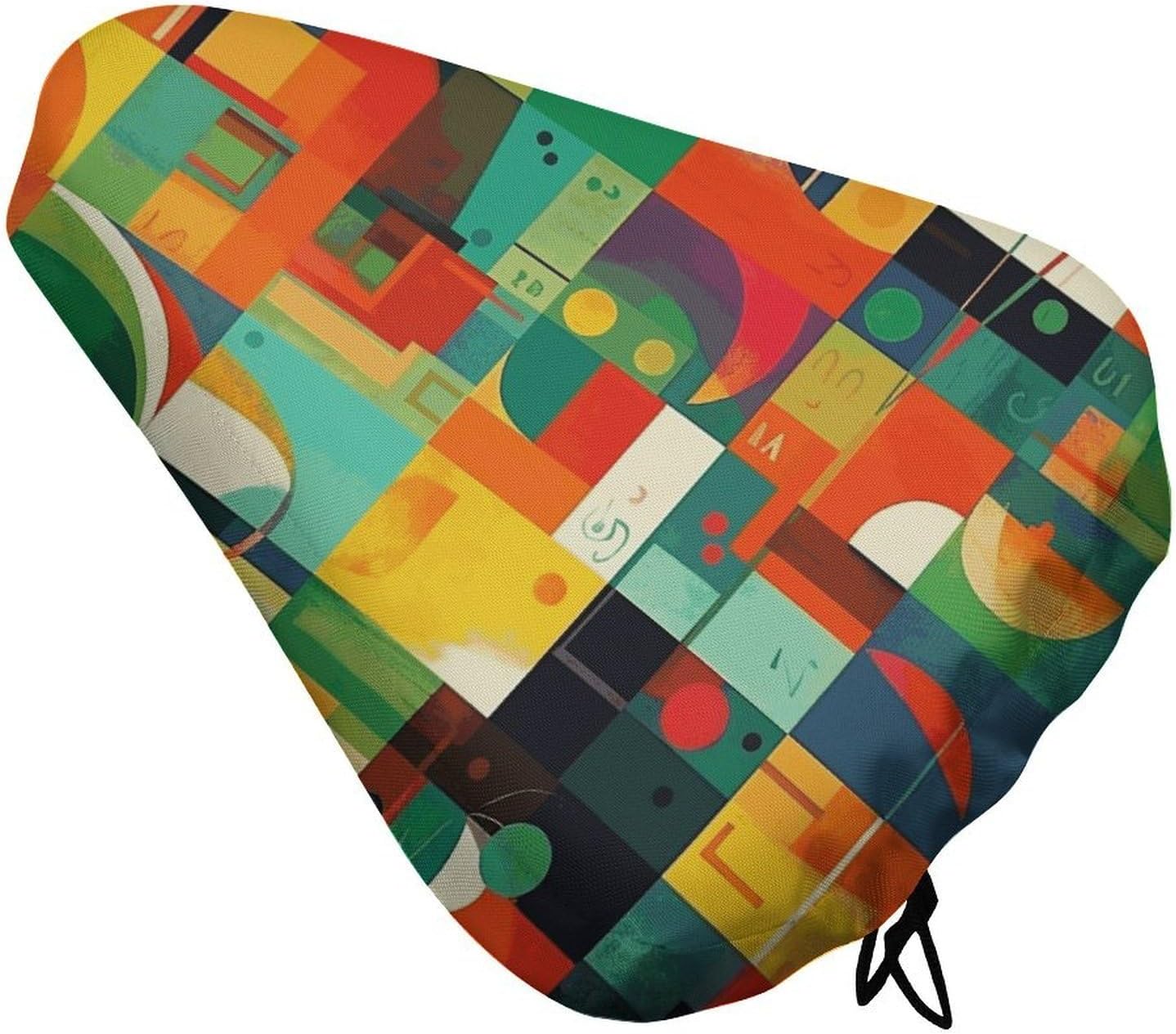Red and Green Collage Bike Seat Cover Soft Waterproof Bike Saddle Rain Cover with Drawstring Rainproof Dust Resistant Bicycle Seat Cushion Protector for Outdoor Travel, Stationary Bikes