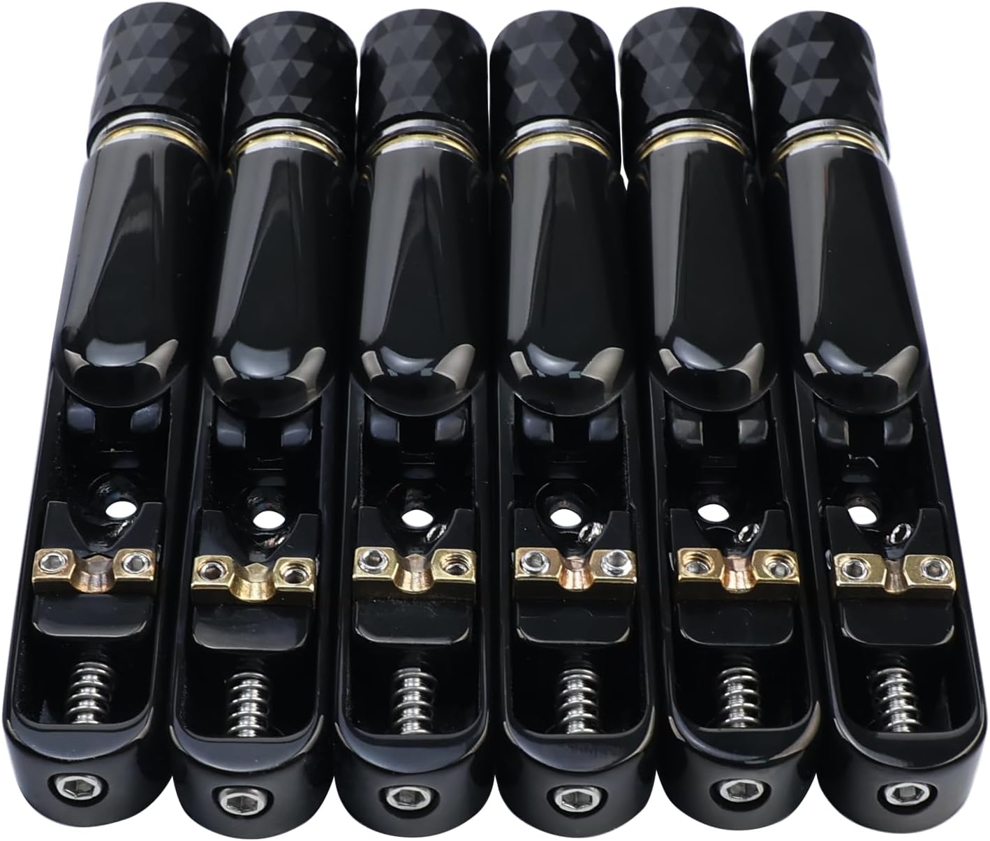 Pack of 6 Individual Single Tubular Fixed Bridge 6 String Electric Bass Bridge for Headless 6-string Bass Replacement Parts （Conductive Black）