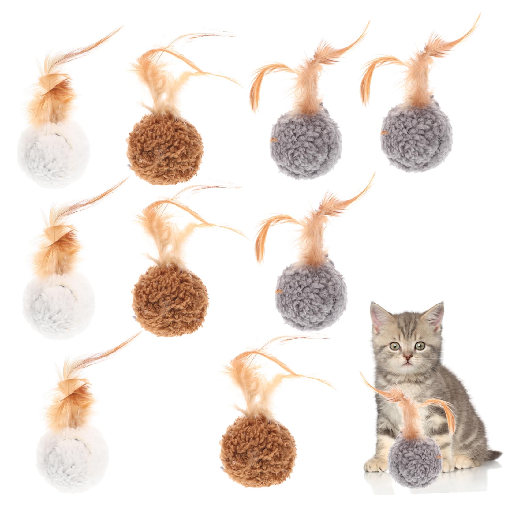 Kisangel 27piezas Juguete para Gatos De Peluche y Cascabeles Accesorio Interactivo para Estimulación y Ejercicio De para Gatos y Gatitos