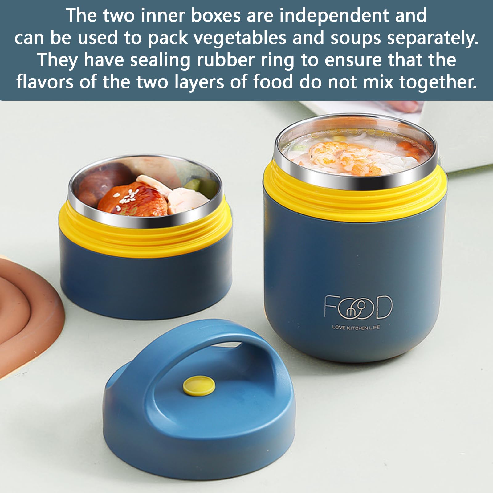 FRADABOX® Bento Lunchbox Elliot 2400 ml, 3 etages met bestek, premium roestvrij stalen doos, groen, BPA-vrije broodtrommel, groot, maaltijdvoorbereiding, bentobox vakken voor volwassenen, lekvrij en