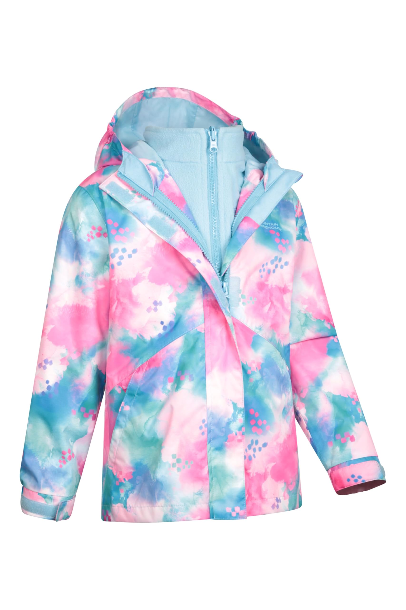 Mountain Warehouse Veste imperméable 3-en-1 Aries pour Enfant - Coutures étanches, Veste de Pluie, Anti-Peluche, Capuche détachable - pour Voyager ou Le Plein air, Hiver