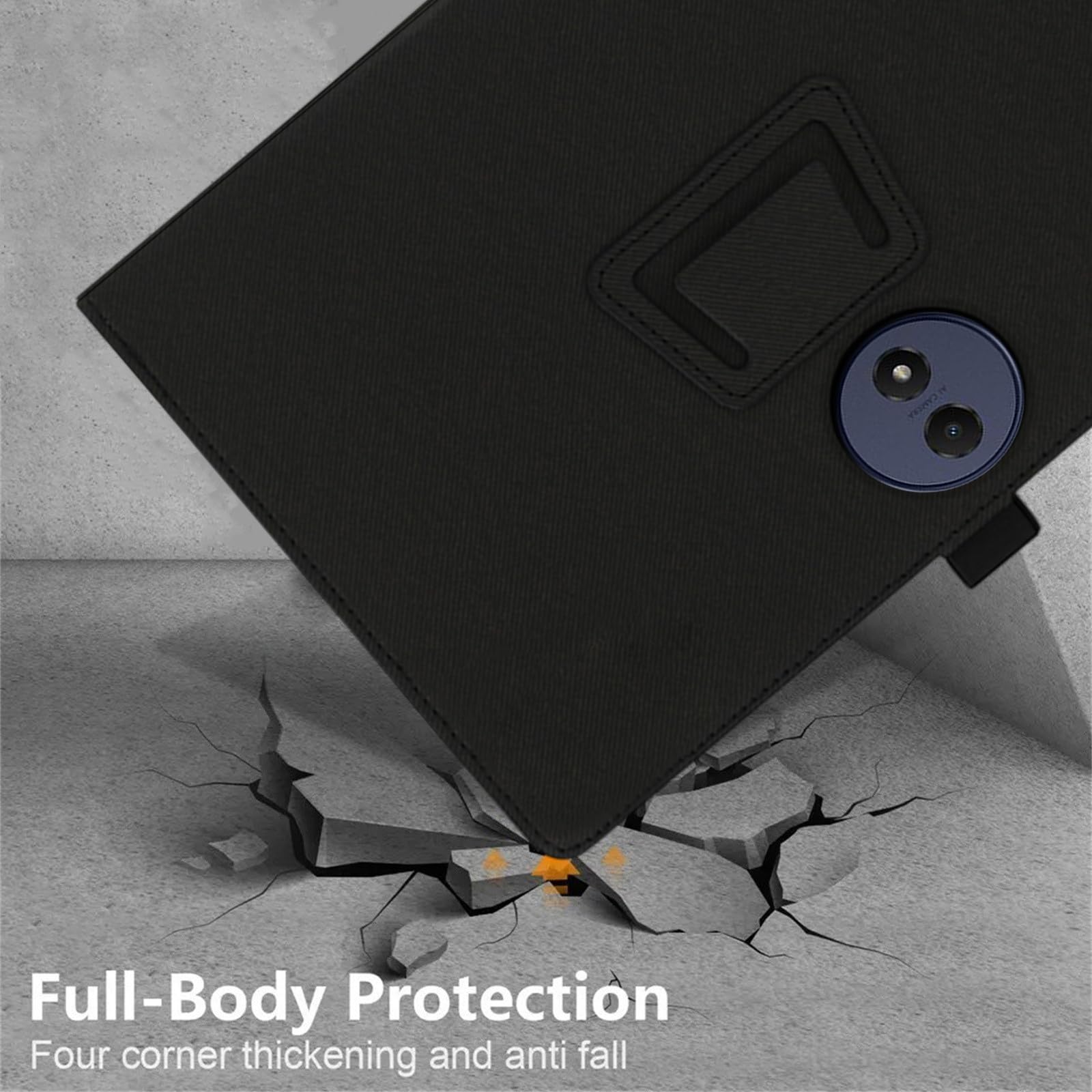 MEMELOKA Custodia per TCL Tab A1 Plus 12.2 Pollici, Leggera e Sottile Custodia in Pelle PU con Cinturino da Polso, Morbido Cover con Funzione di Supporto, Nero
