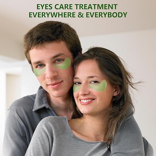 Miniatura 6 de Yargkos 60 parches verdes para debajo de los ojos, 30 pares de máscaras debajo de los ojos para tratamiento de ojeras hinchadas, almohadillas de gel