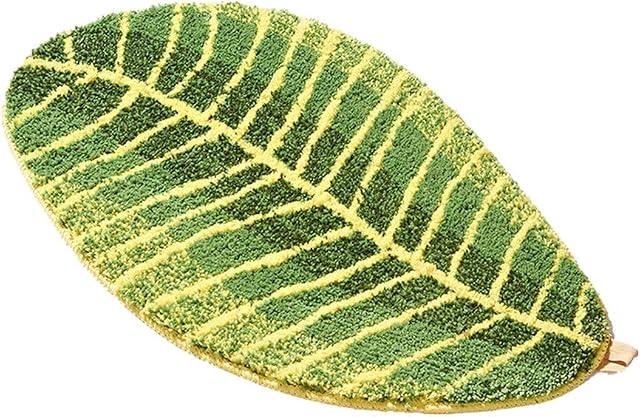 KRUIHAN Bathroom Carpet Mat Soft Plush - Leaves Shape Floor Anti-Slip Water Absorption Area Rug for Bedroom Kitchen Door Bathtub 45 * 75cm