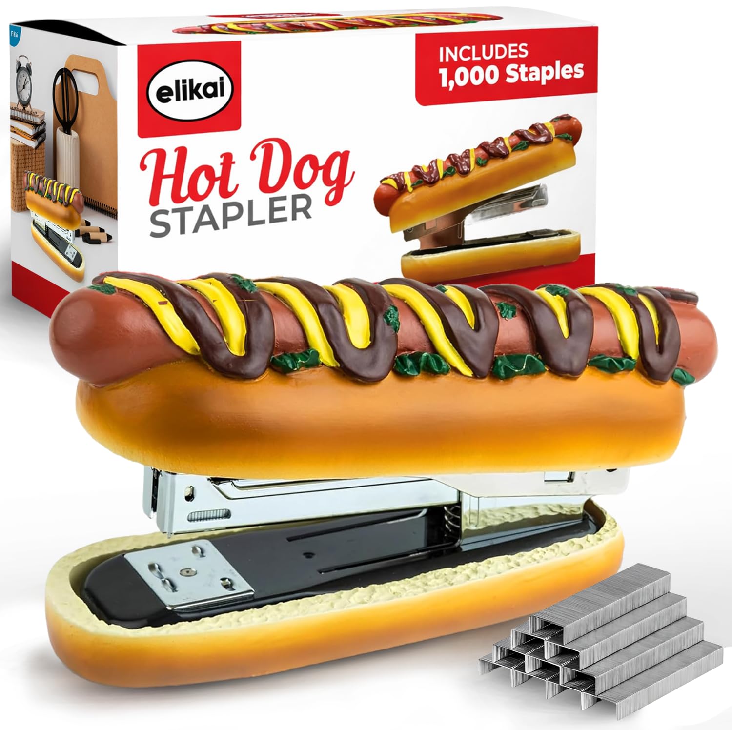 ELIKAI Hot Dog Stapler, Funny Gifts for Teachers and Principals, Unique Desk Accessory, Ideal Back-to-School Gift for Classroom or Teacher Lounge