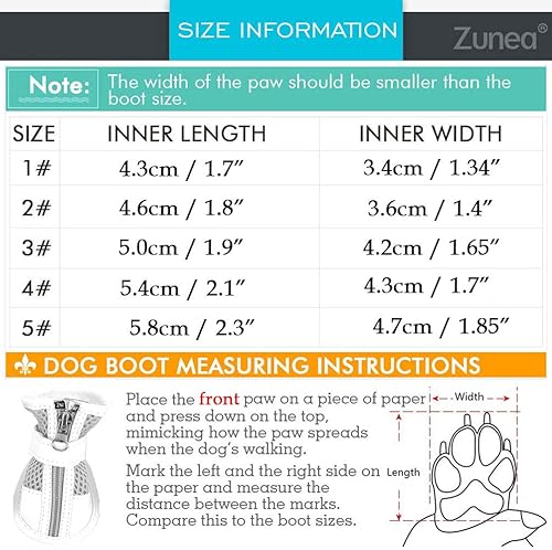 Miniatura 6 de Zunea Zapatos para perros pequeños para el pavimento caliente, botas de malla transpirable ajustables con cremallera antideslizante para perros y