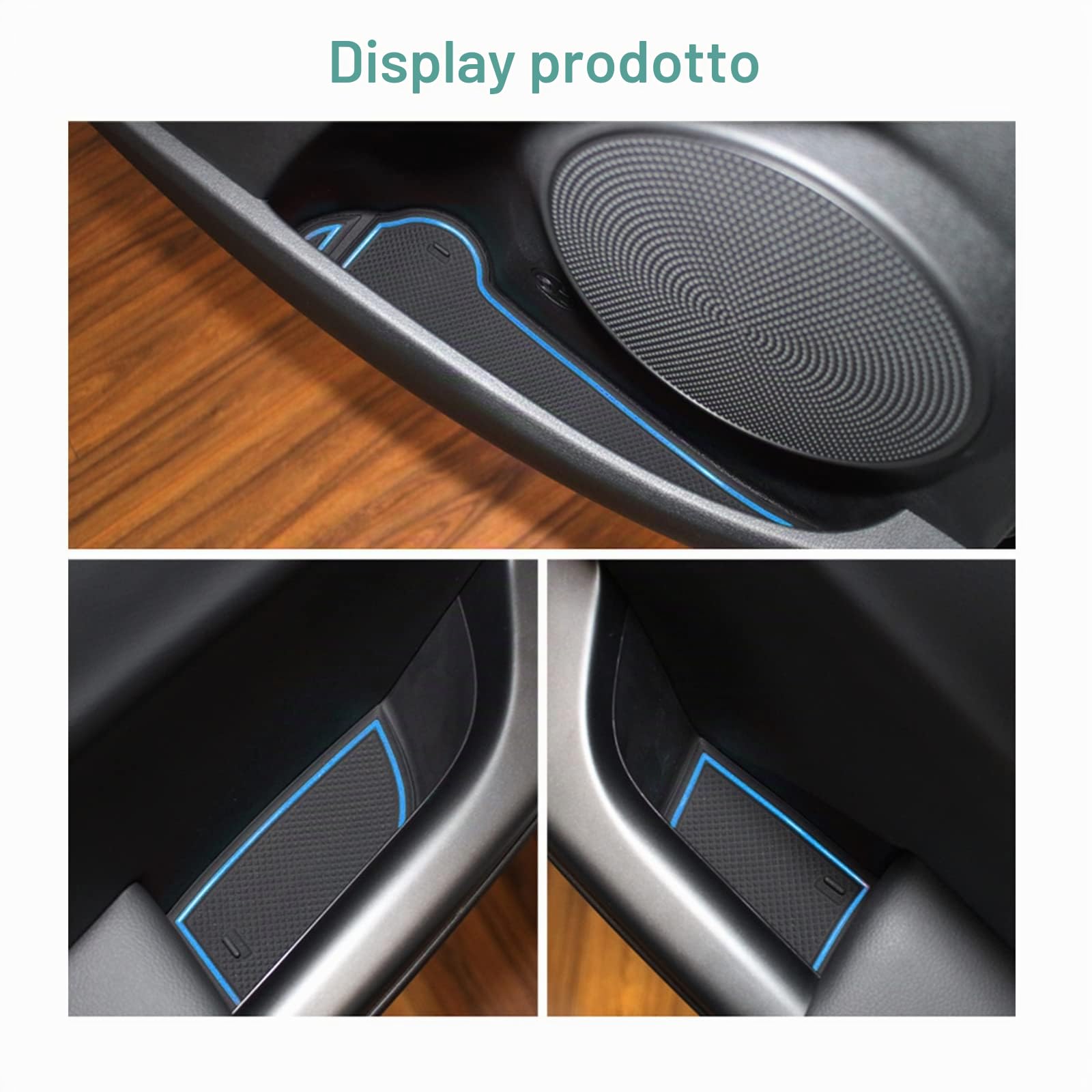GAFAT Kona/Kona Hybrid 2017-2021 Tappetini in Gomma per Consolle Centrale, Portabicchieri, Cuciture per Porta [Non per Elettriche EV, Non per Nuovo 2022] (Blu)