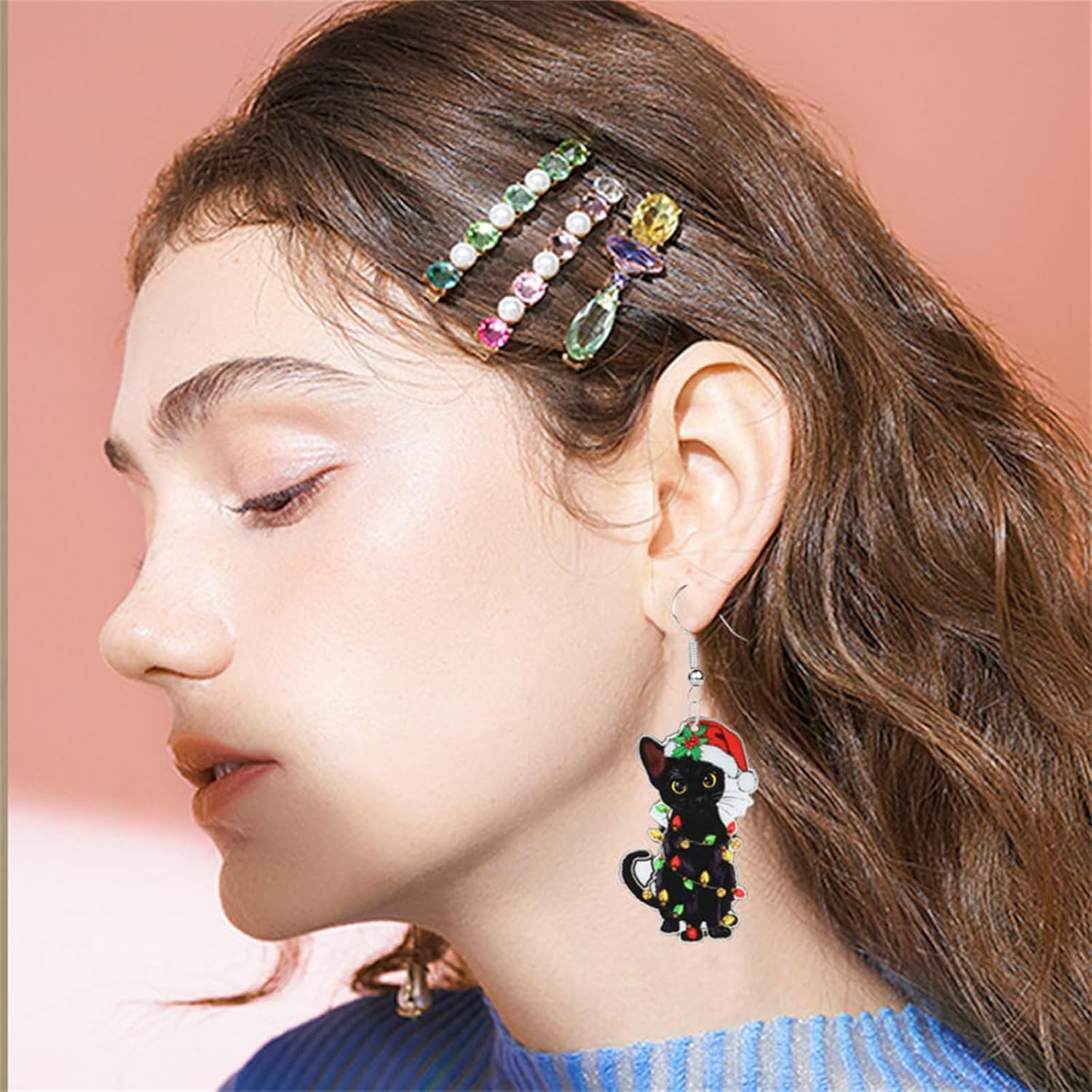 Christmas Animal Earrings for Women Funny Boots Chicken Earrings Cute Acrylic Chicken Hen Animals Cow Dogs Cat Xmas Elk Earrings Xmas Holiday Jewelry - Image 2