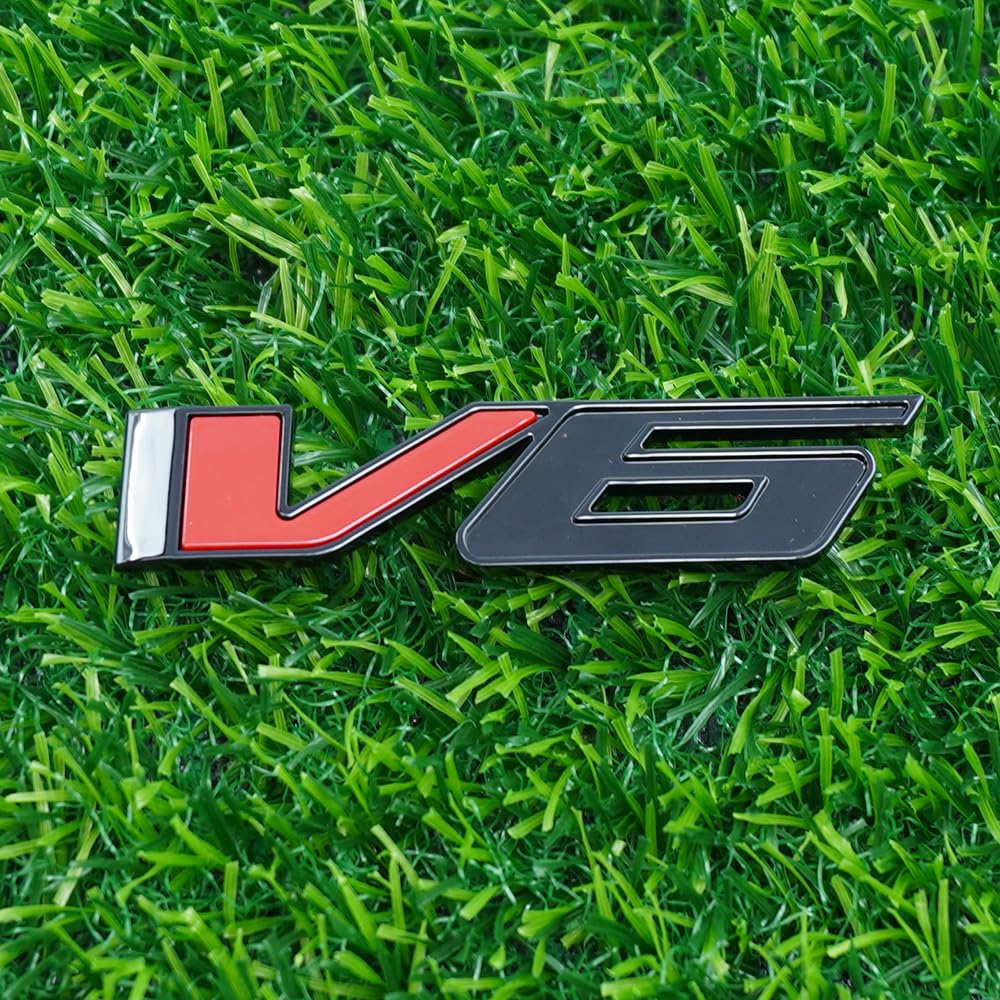 Rear Tailgate Trunk Emblem Nameplate 3D Letter Badge Replacement for 17-21 23349280 "V6 1Pc (Black Red)