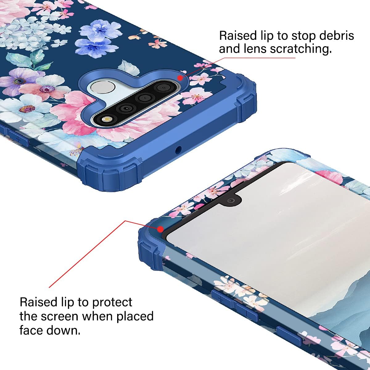 Rancase for LG Stylo 6 Case,Three Layer Heavy Duty Shockproof Protection Hard Plastic Bumper +Soft Silicone Rubber Protective Case for LG Stylo 6,Navy Blue