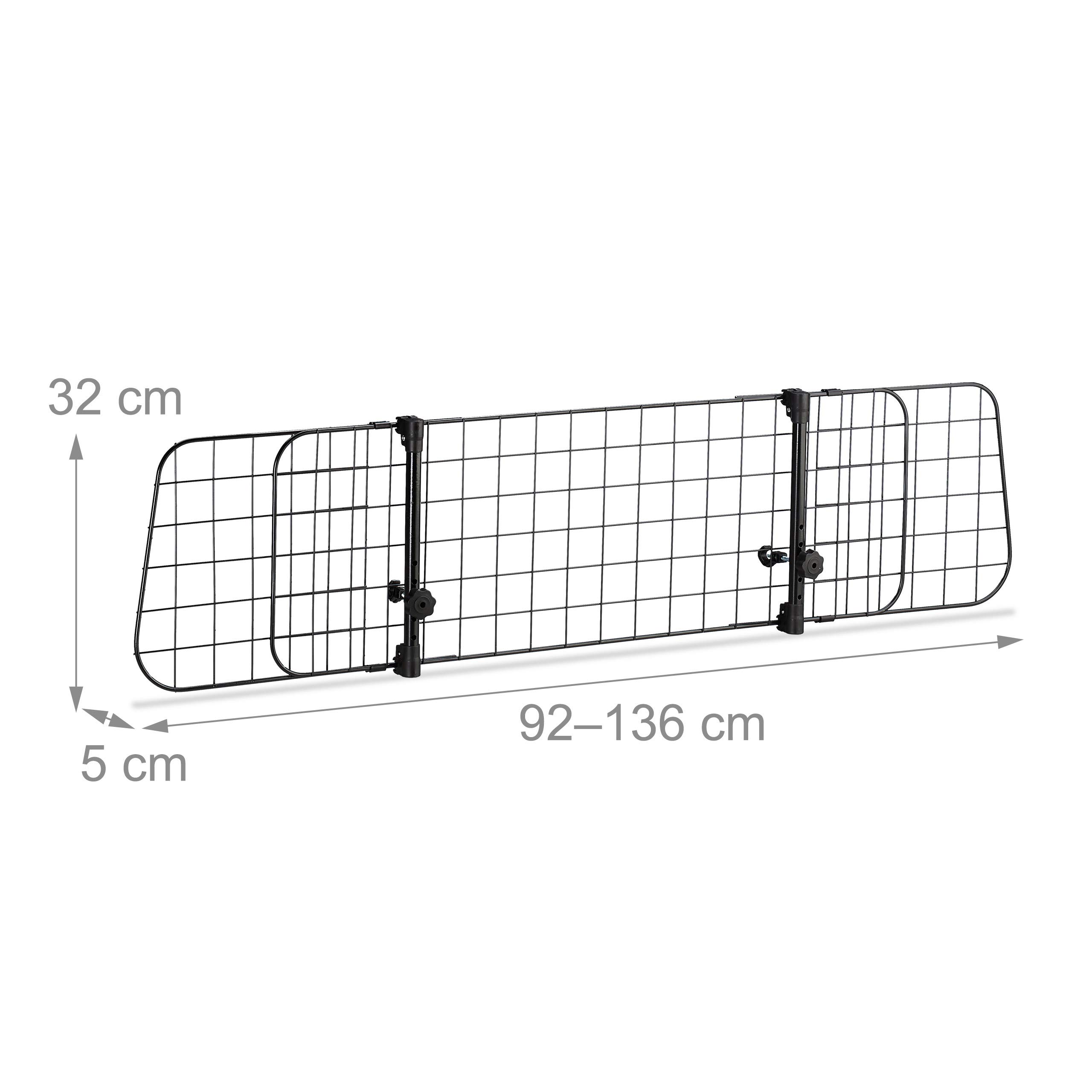 Relaxdays Hundegitter Auto, Trenngitter Universal, verstellbare Breite, Autogitter Maße H x B: 32 x 92-136 cm, schwarz