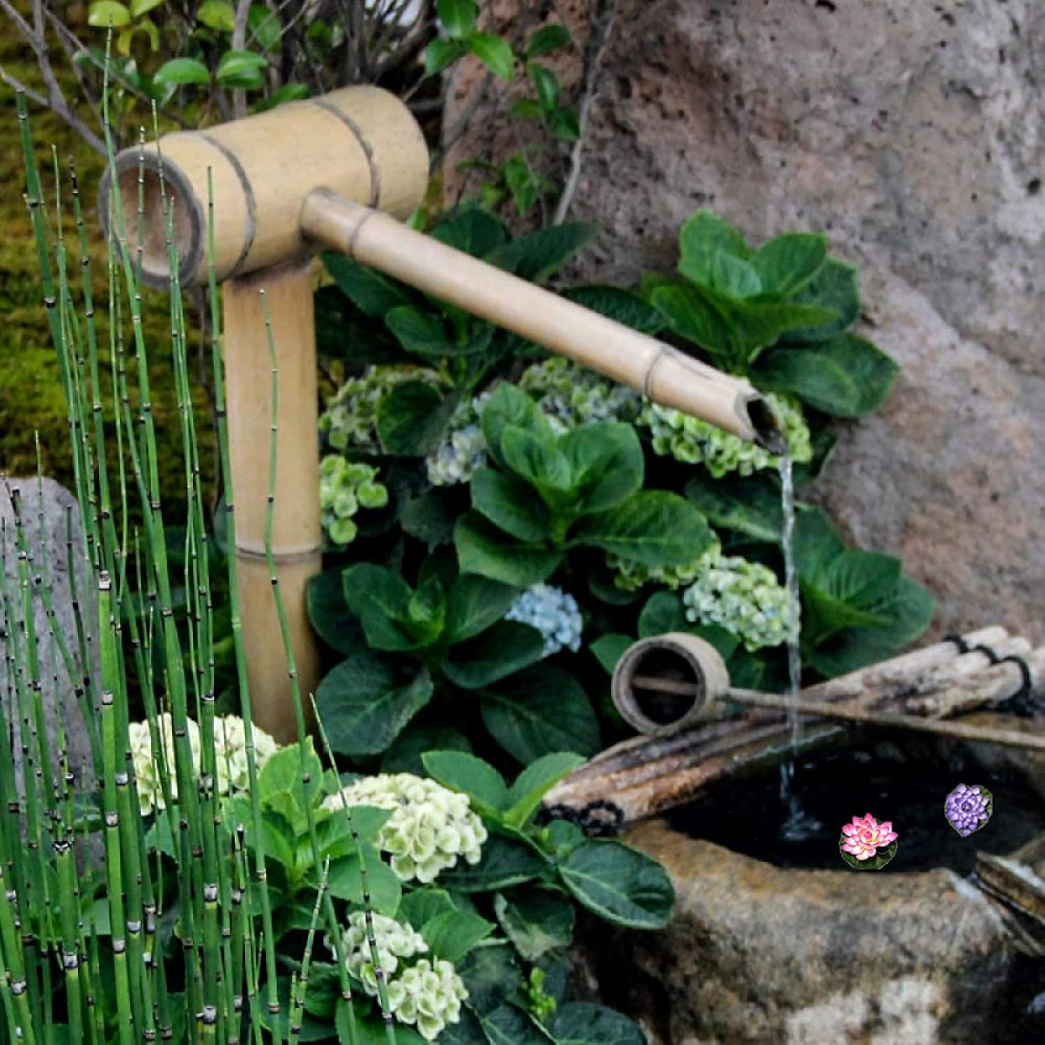 Amazon.co.jp 竹の噴水の装飾、手作りの竹の調節可能な注ぐ竹の噴水、ガーデン パティオ水機能キット ガーデン装飾クラフト噴水