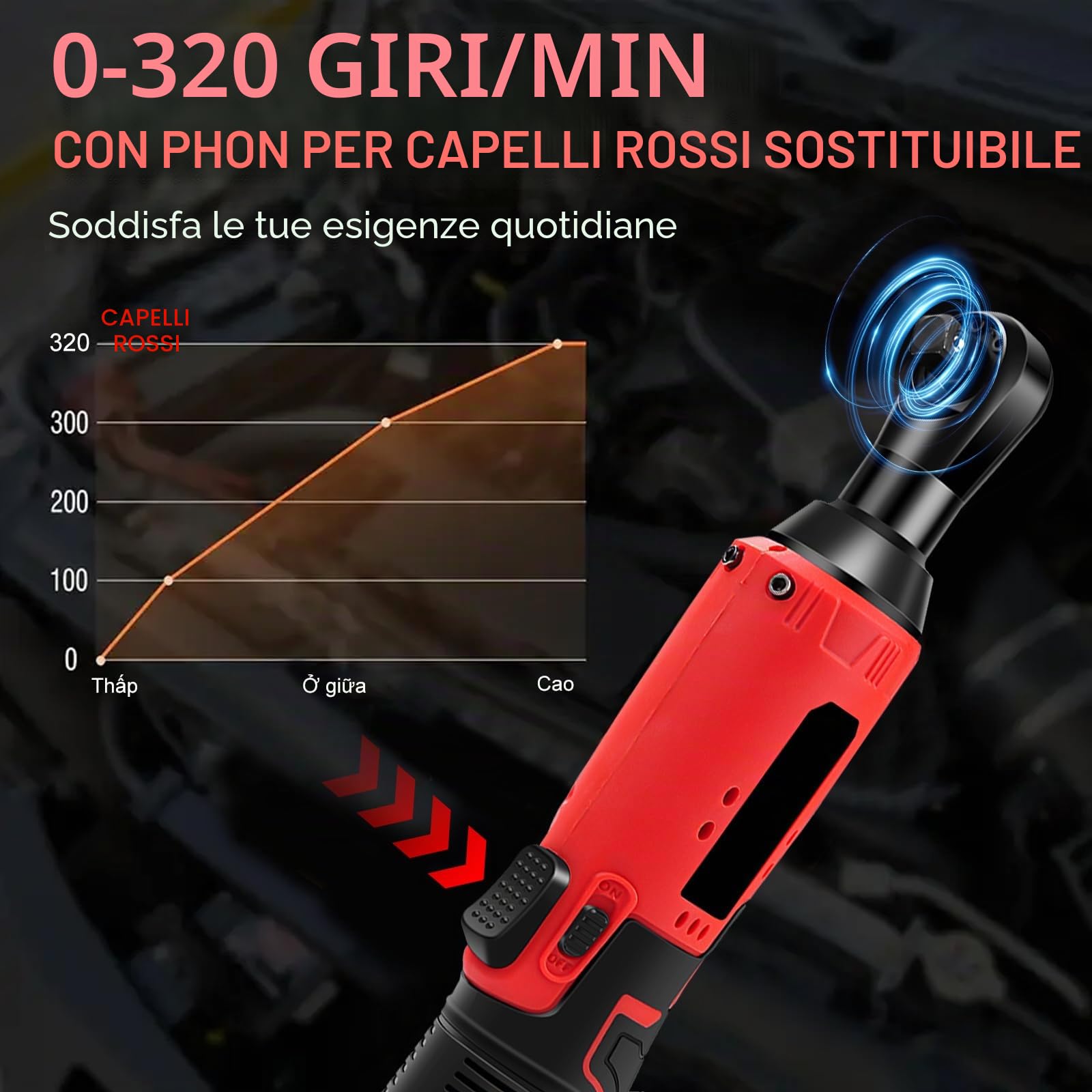 12V Chiave a Cricchetto a Batteria, 3/8'' Chiave a Cricchetto Elettrica Senza Fili Set da 35N.M, con 2 batterie da 1500 mAh et 7 Chiavi per Riparazione Auto, condutture