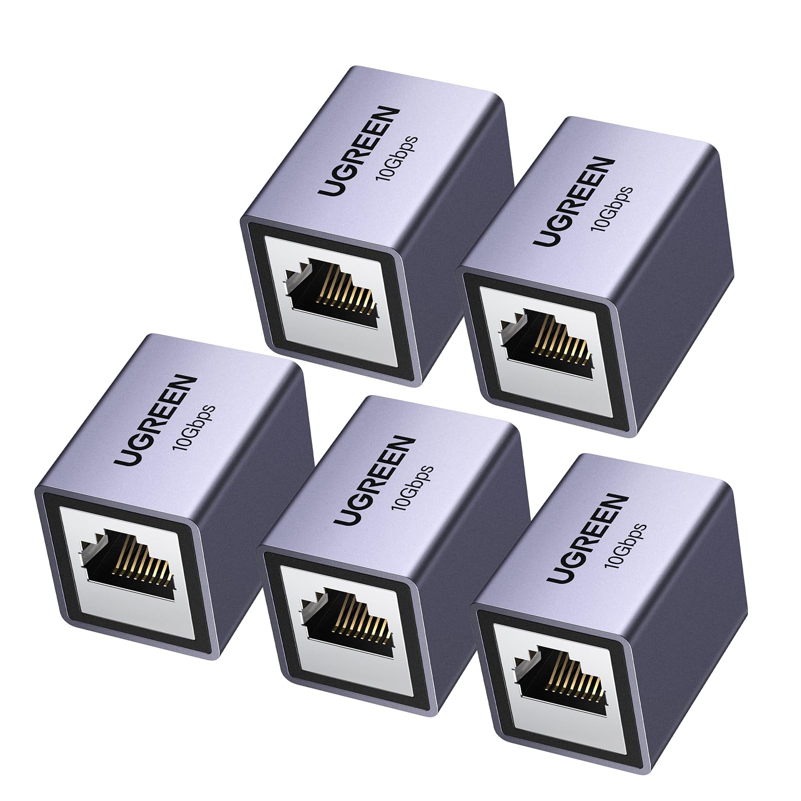 UGREEN LAN Kabel Verlängerung RJ45 Kupplung 10 Gigabit LAN Kabel Kupplung LAN Verbinder Ethernet Verlängerung Netzwerkkabel Kupplung LAN Kupplung Cat7/ Cat6/ Cat5e/ Cat5（Grau-5 Stück）
