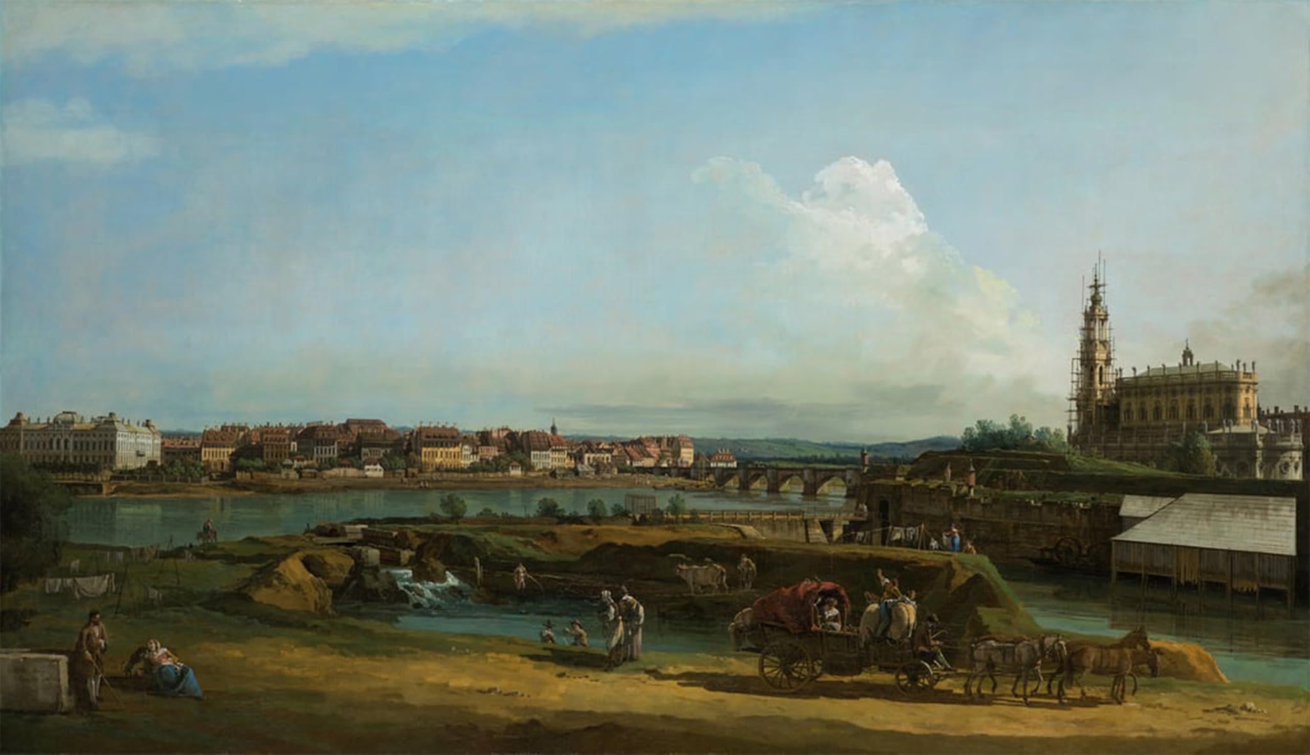 SERENDIPITP Abstract Painting Mural Print Picture Wall Decor Painting View of Dresden with the Hofkirche At Right by Bernardo Bellotto Vintage Wall Artwork for Home Decor 60x90cm