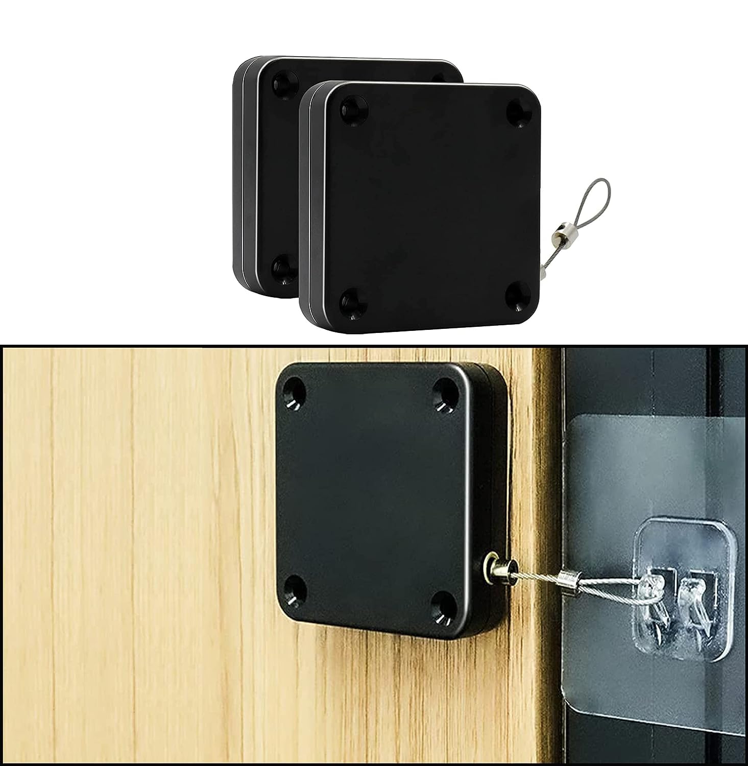 Whitecloud TRANSFORMING HOMES Automatic Door Closer Effortless Door Control with Drawstring Mechanism for Interior, Storm (DC002, Black) (Pack of 2) (B0CCXY6BNV) Amazon Price History, Amazon Price Tracker