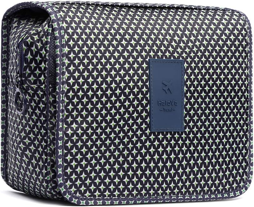 HaloVa Toiletry Bag Multifunction Cosmetic Bag Portable Makeup Pouch Waterproof Travel Hanging Organizer Bag for Women Girls, Dark Blue