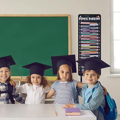 Vista 32 de Sabary Organizador de lápices para estacionamiento, organizador de lápices, tela de nailon con ojales y tira magnética para niños, profesores