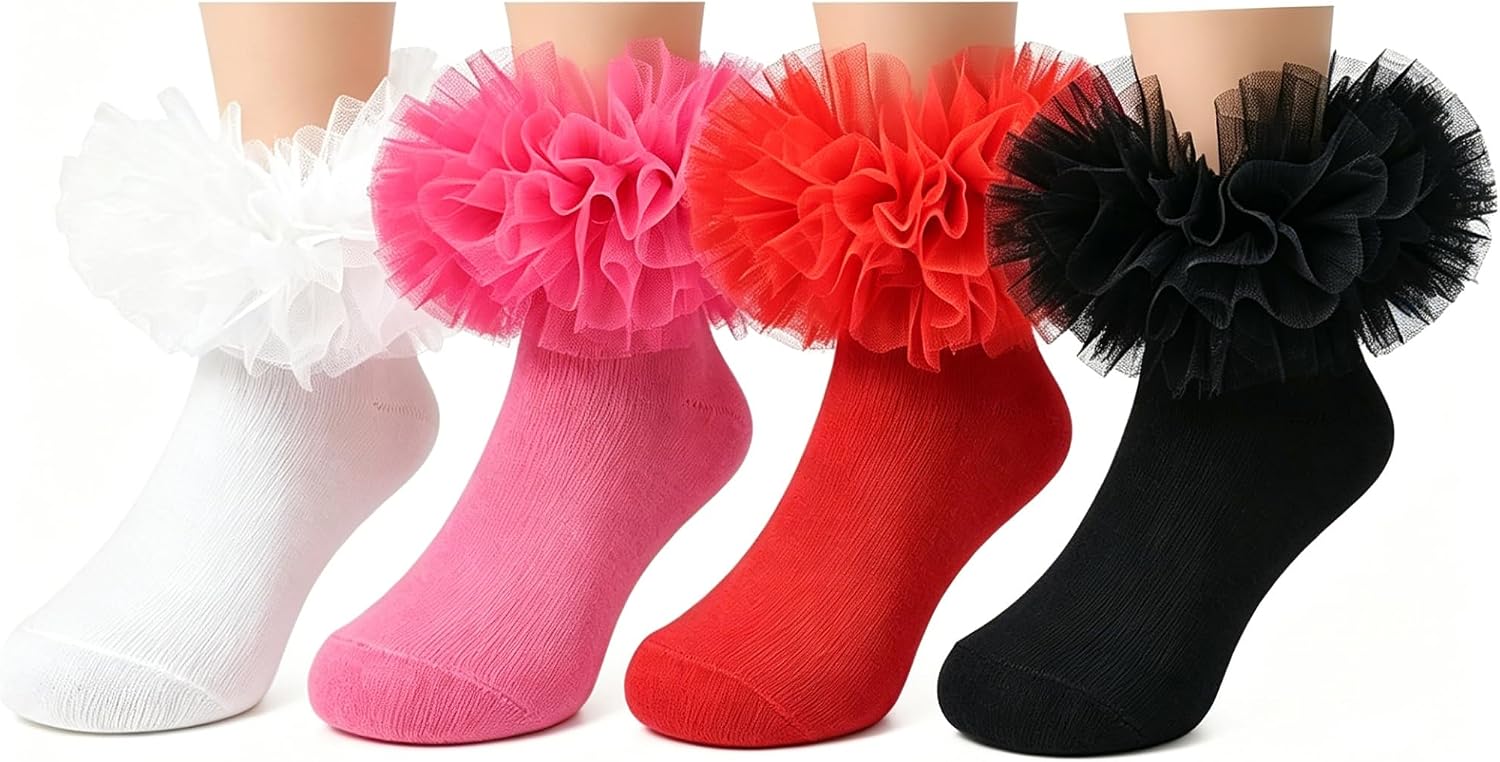 Girls socks and stockings fluffy frilly princess dress socks lace dance dress socks newborn/infant/toddler/girls