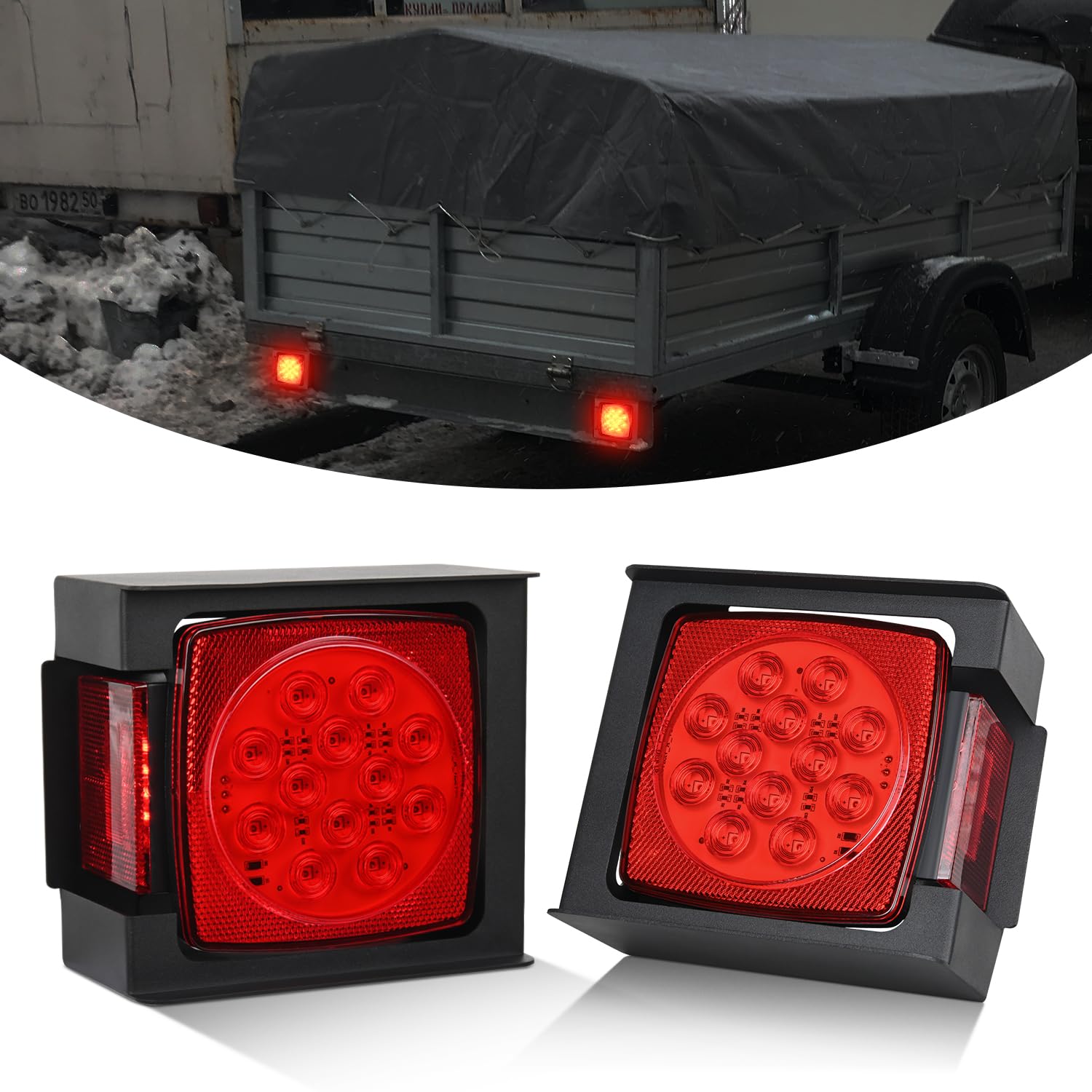 Nilight Square LED Trailer Light Kit 2PCS Stop Turn Tail Side Marker Light