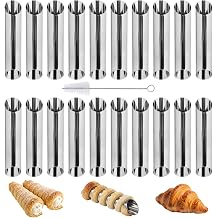 20 Pcs Cannoli Tubes, Stainless Steel Cannoli Forms, 5 Inch Non-Stick Candy Corner Cream Horn Danish Pastry Mold, DIY Cake Decoration Tool for Baking Cream Croissant Shell Spiral Cake