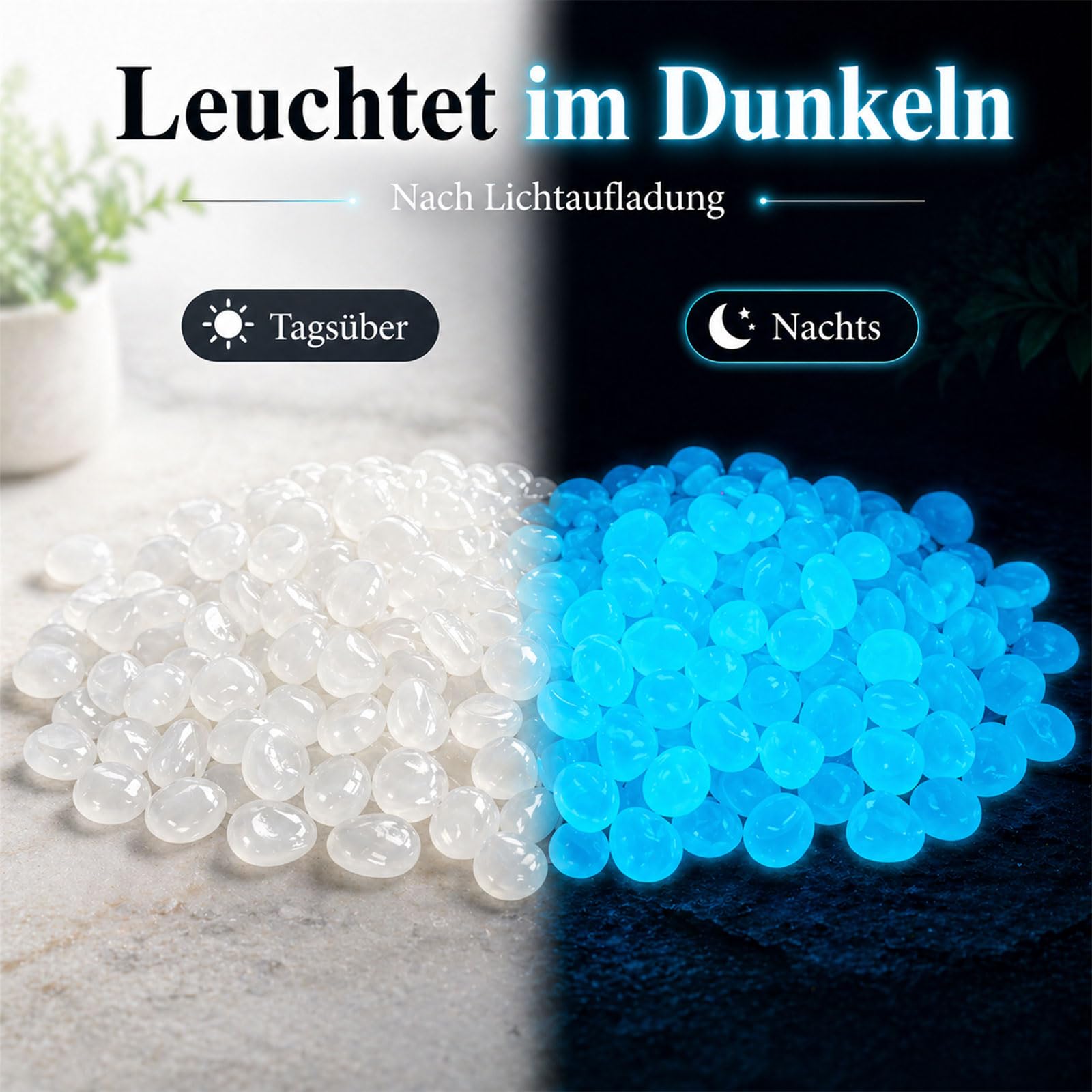MOGADEE® 300 piedras luminosas blancas, 2-3 cm