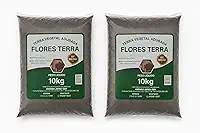 Terra Vegetal Adubada Flores Terra Kit 2 Unidades 10kg Cada Para Cultivo Doméstico