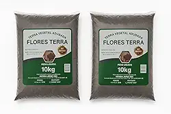 Terra Vegetal Adubada Flores Terra Kit 2 Unidades 10kg Cada Para Cultivo Doméstico