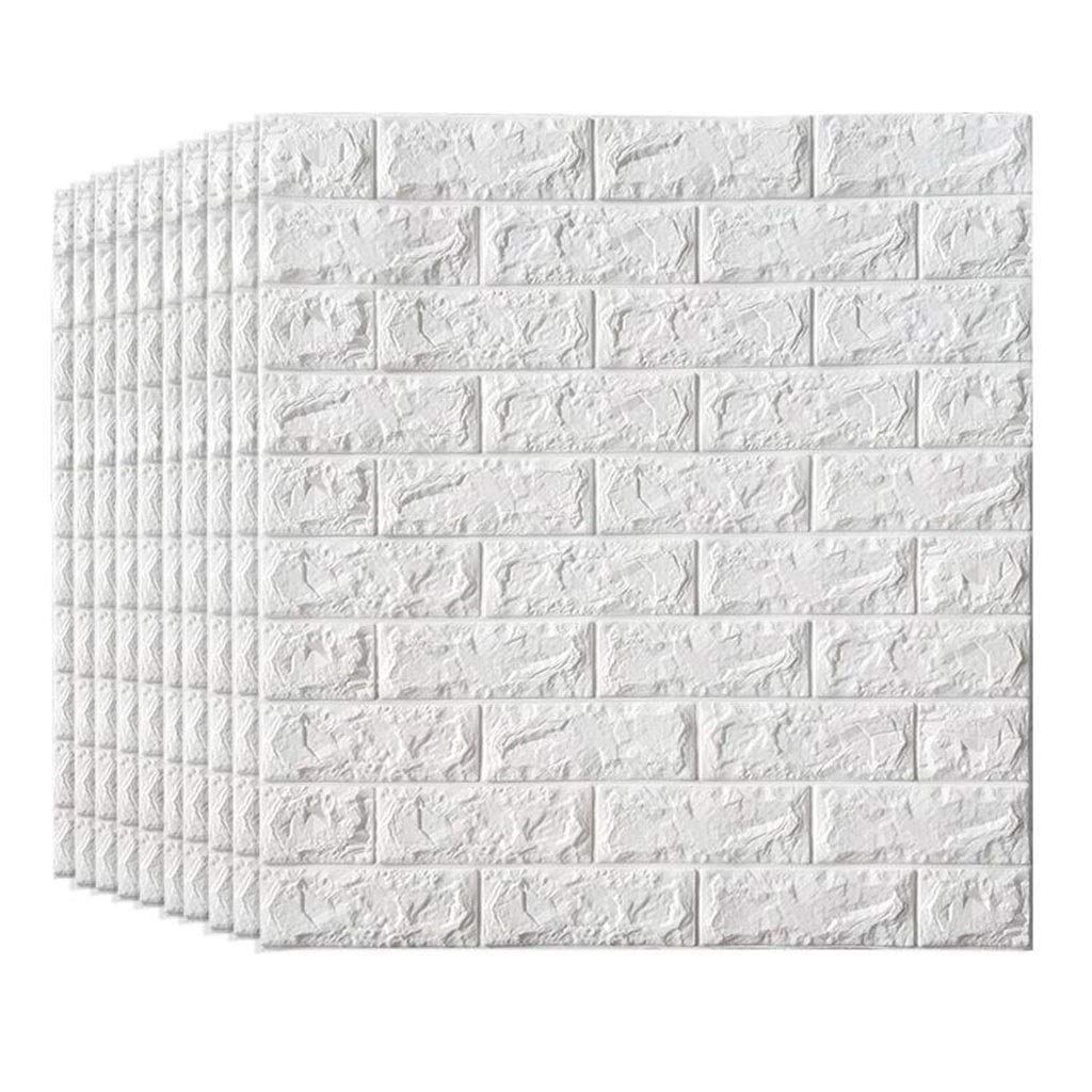 Papier peint 3D briques casiers blanc pour redonner vie à un mur abîmé de salon en mousse PE