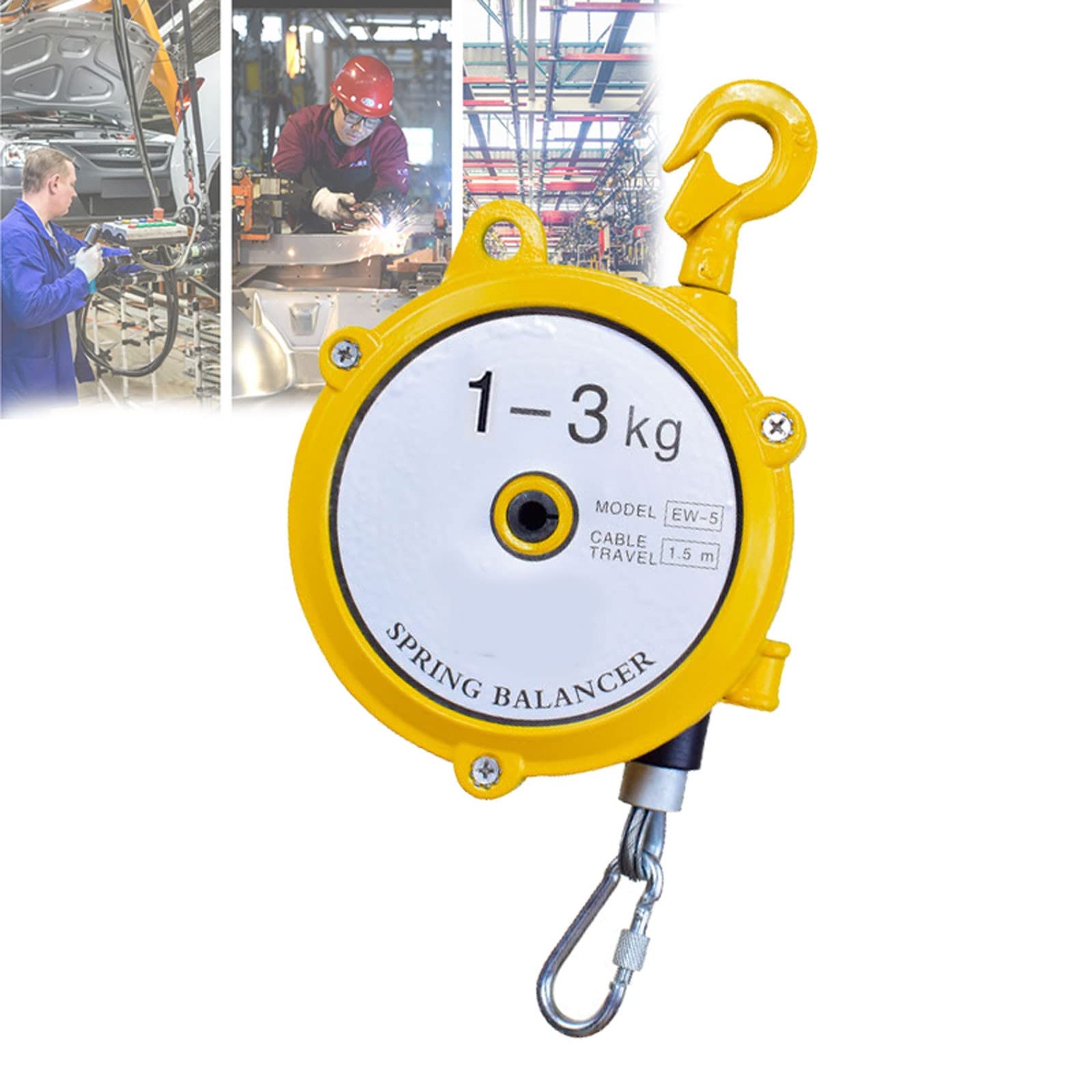 Einstellbarer Federzug Balancer Federzug-Halterung Balancer mit Manuelle Sperrfunktion und Einstellgerät für Aufhänge- und Befestigungswerkzeuge für Werksmontagelinien(Size:1-3kg)