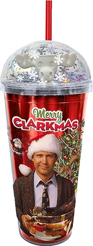 Spoontiques Merry Clarkmas Dome Top Acrylic Tumbler, 20oz - Glitter-Filled Dome 