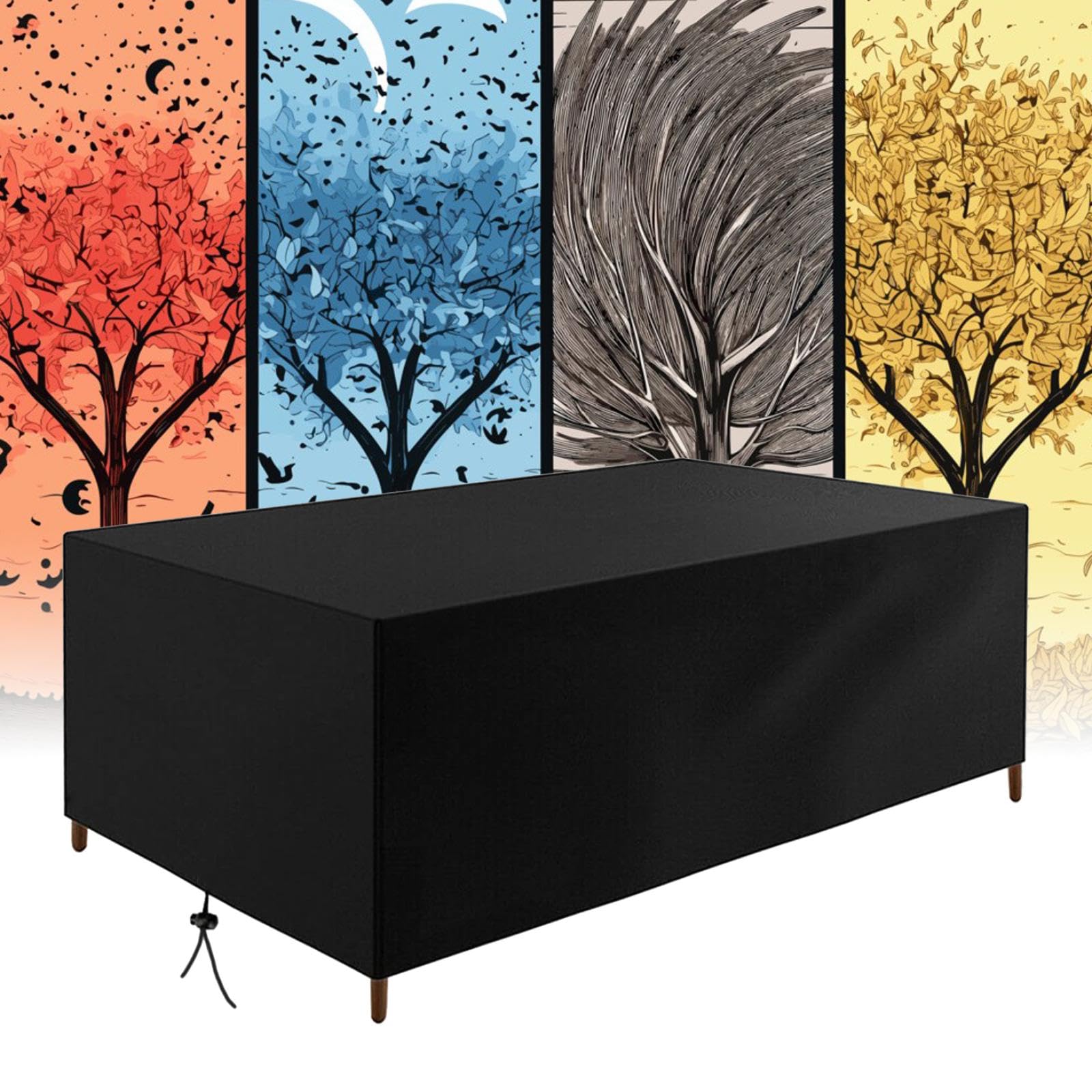 Winter Garden Furniture Covers Waterproof 160x155x55cm/LxWxH 420d Oxford Fabric Patio Chair Table Covers with Dust-Proof Anti-UV Cold and Rain Proof Rattan Furniture Covers Outdoor Indoor Black