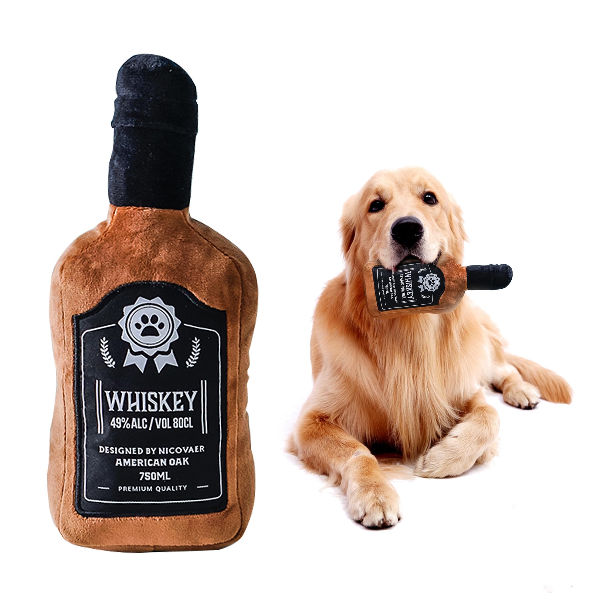 Hundespielzeug aus Plüsch, Quietscher, lustig, niedlich, Kralle, 26,9 cm, Braun, 1 Packung mit Rinde, Spielzeug, Whisky, Hundespielzeug, Welpen, Hundegeschenke für Hundegeburtstag