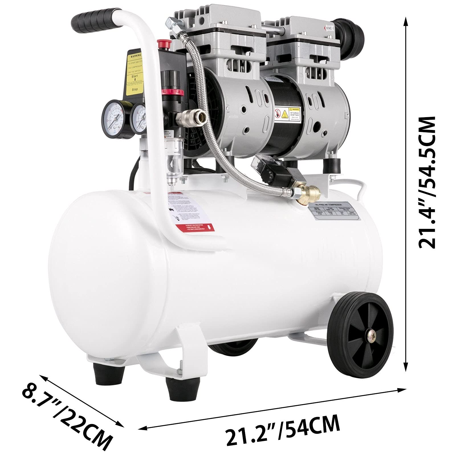 Sprężarka powietrza 25/60 l 110 V/240 V Silent Oil-Free Air Compressor 750 W 1 HP do naprawy opon w domu Sprężarka do pompowania opon (kolor: 60 l 1500 W) (25 l 750 W)