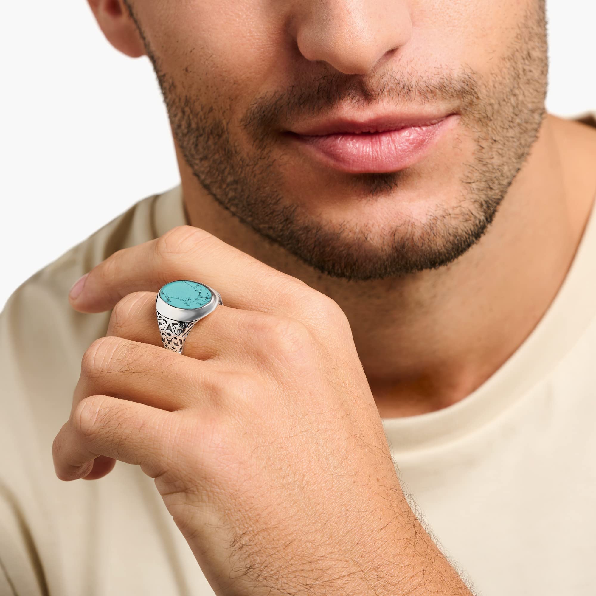 THOMAS SABO Ring türkis 925 Sterlingsilber, Geschwärzt