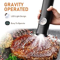 Vista 2 de Gravity - Juego de molinillo eléctrico de sal y pimienta, molinillo automático de sal y pimienta, funciona con pilas, grosor ajustable, luz LED