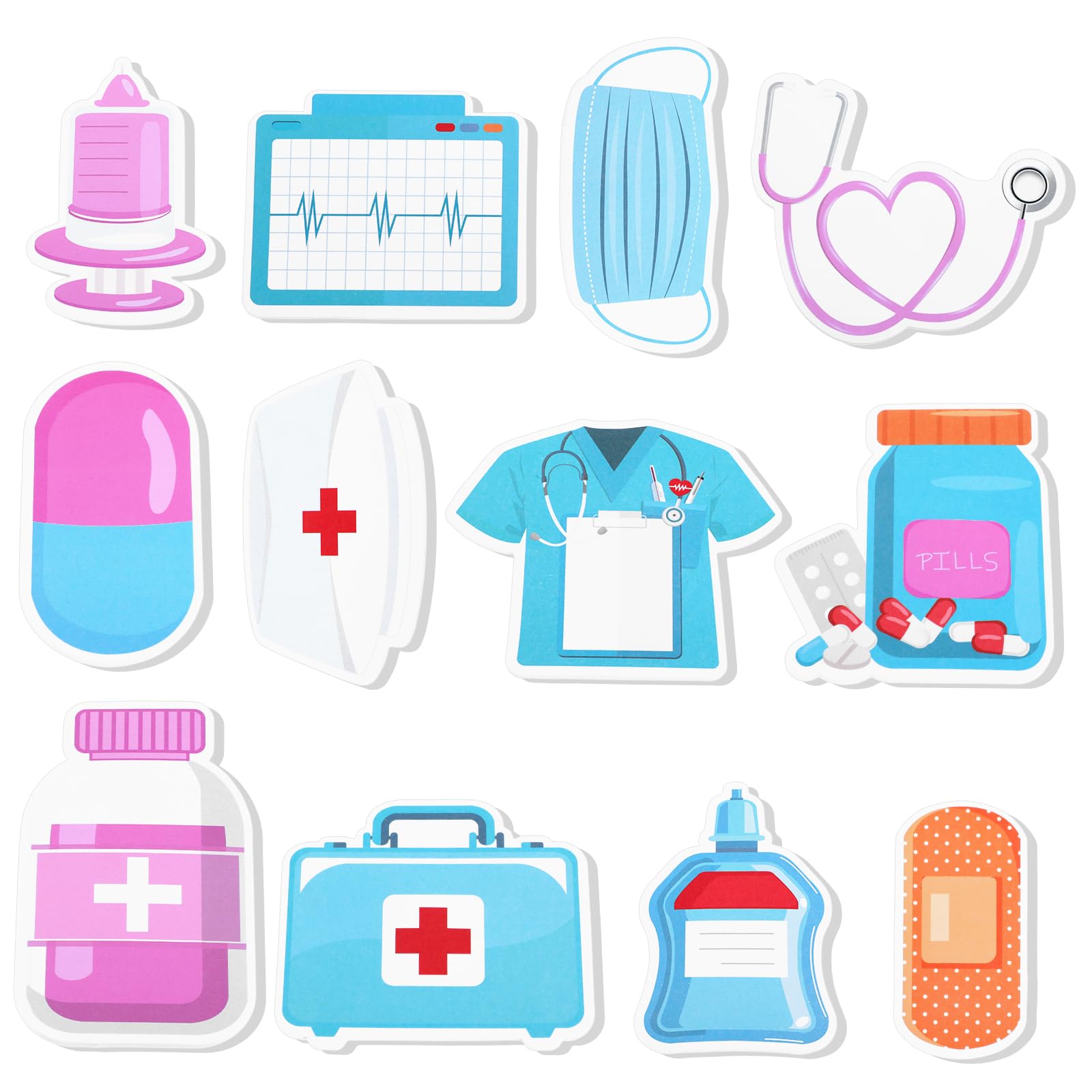 Telooco Lot de 12 blocs de notes adhésives pour infirmière, 240 feuilles autocollantes médicales