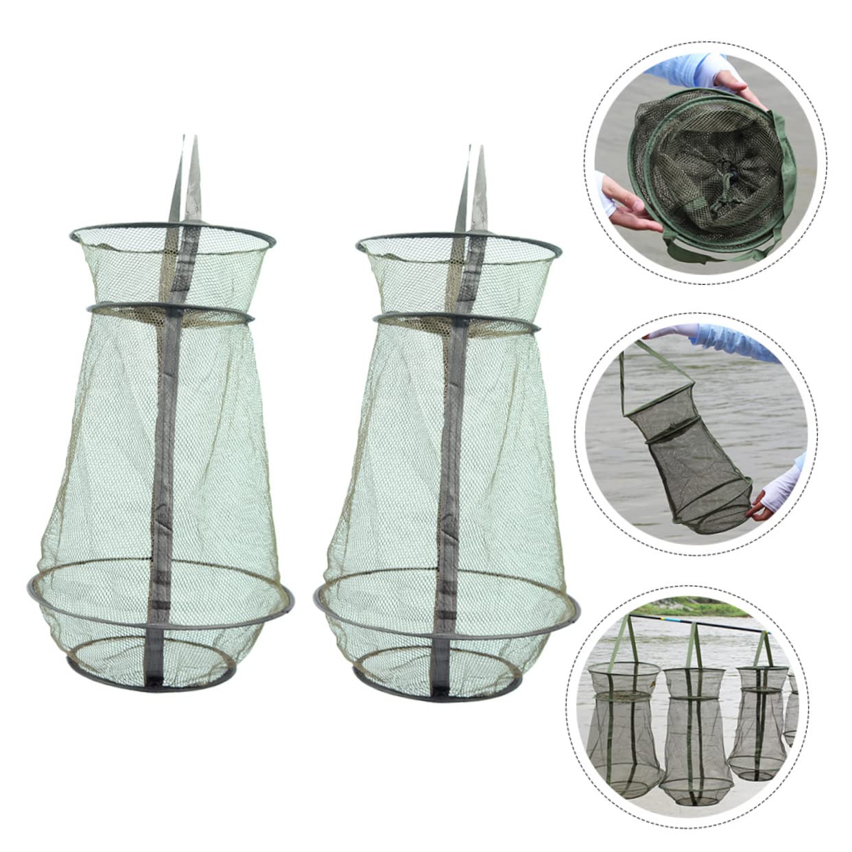 TOYANDONA Gabbia Per Pesci Fishing Net Pescare Trappole Reti Per Cesti Per Pesci Di Grandi Dimensioni Netto Presa Rete Da Pesca Portatile Rete Da Pesca Pieghevole Green