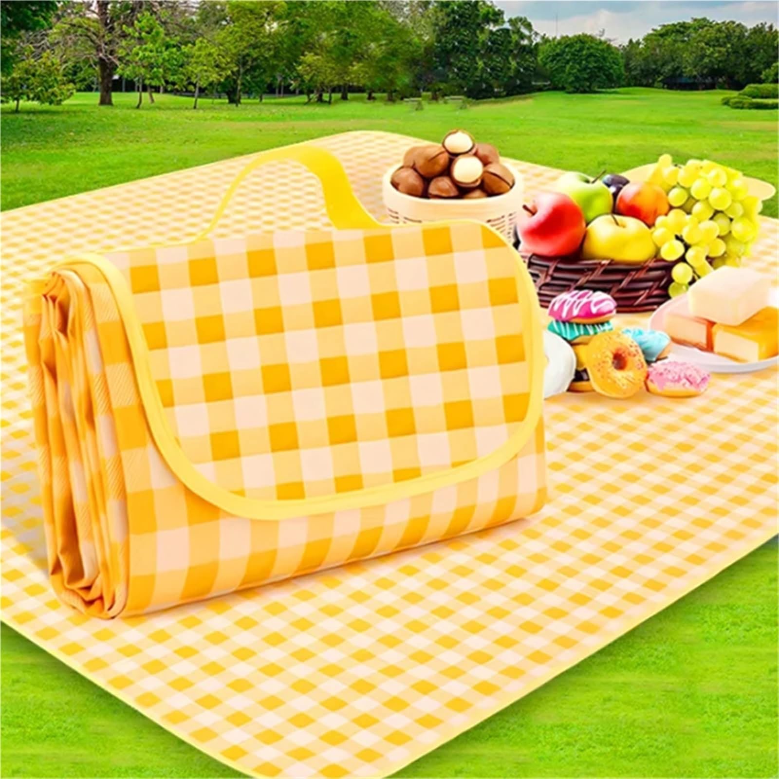 Telo Picnic Tappetino da Picnic antiumidità, Portatile, for Gite Primaverili, Campeggio, Tappetino Non Tessuto Spesso, Leggero, Pieghevole, Tappetino da Spiaggia for Esterni(Green,2X3.0M)