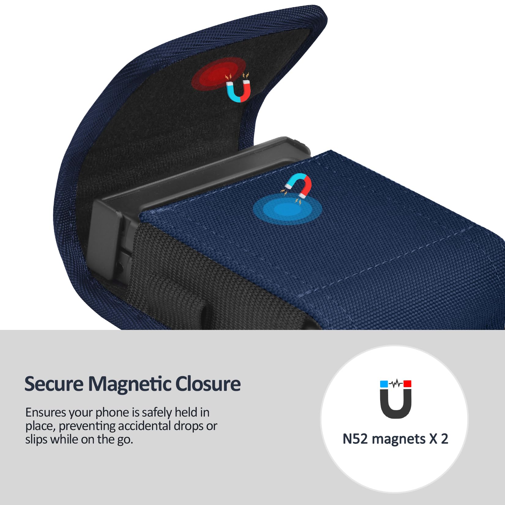 ACCKUO Funda con clip para cinturón y cierre magnético compatible con Samsung Galaxy Z Flip 4/5/6, funda de nailon para teléfono celular, color azul