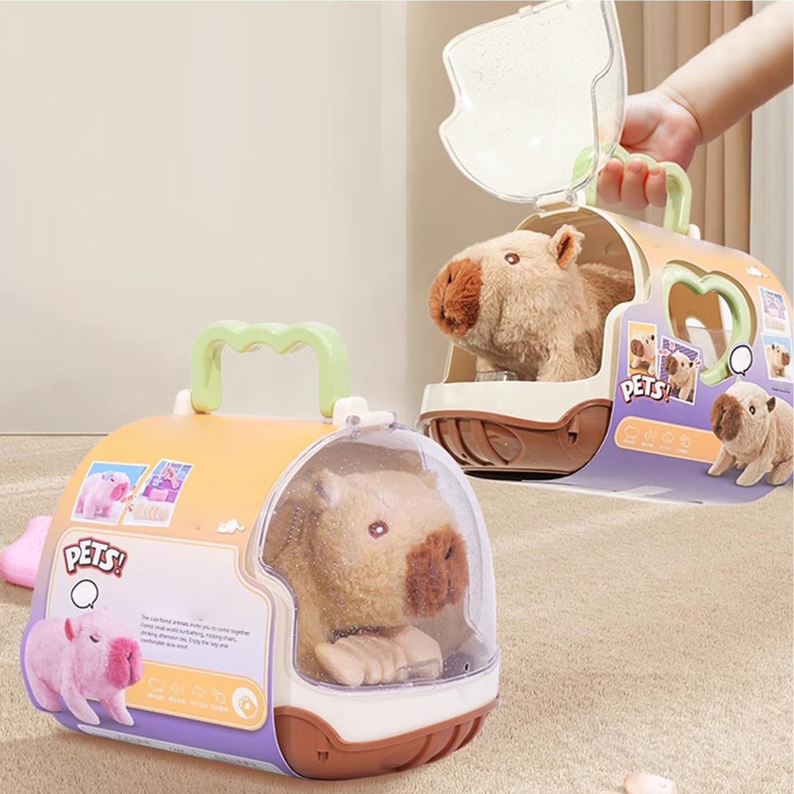 interactivo para mascotas - Muñeca que camina con sonido y luz, peluche eléctrico capibara, juego y adictivo para niños, jóvenes adultos, niñas, sala de juegos