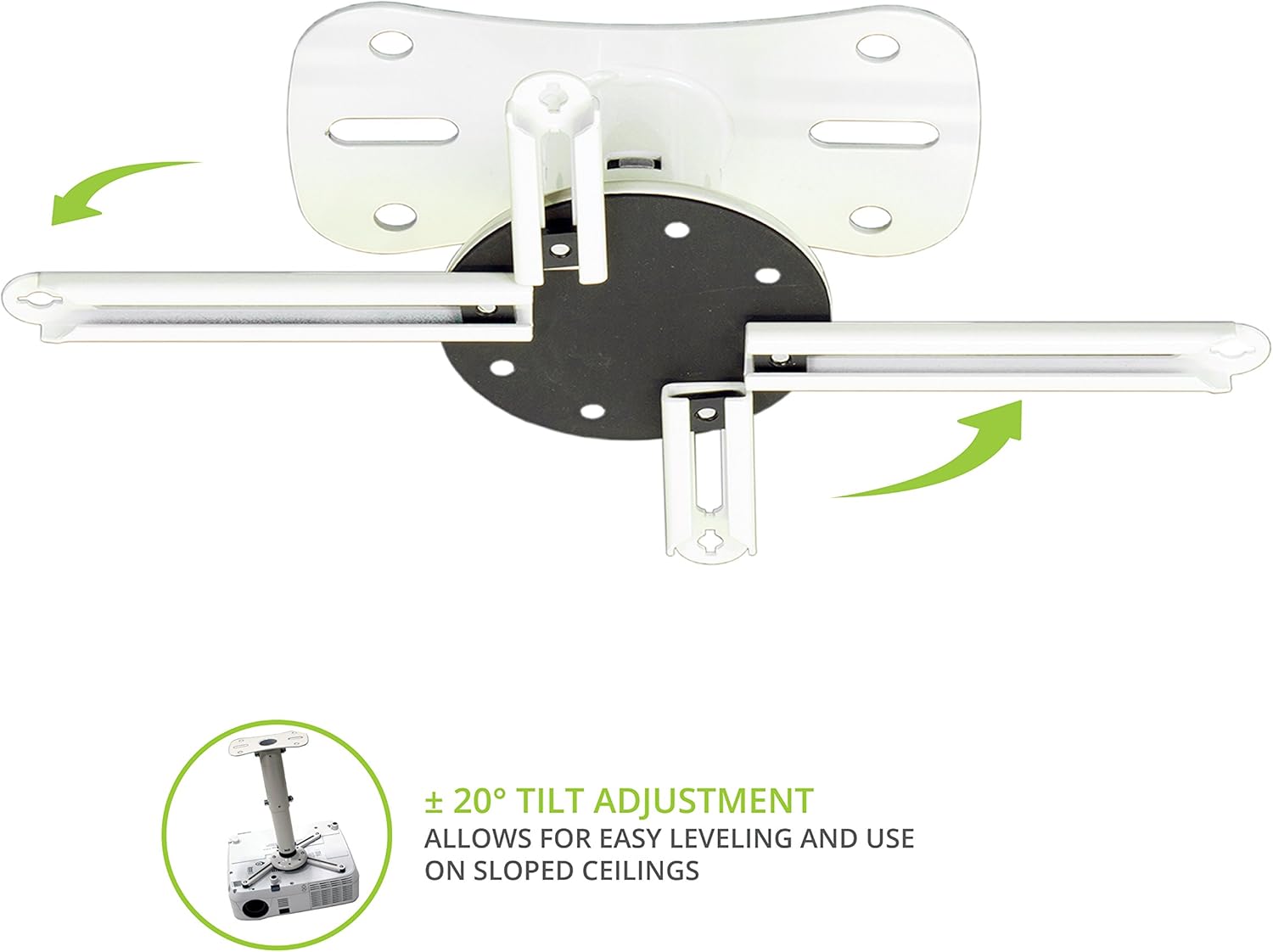 Kanto P101W Universal Projector Ceiling Mount | Solid Steel Construction | Easy to Install | White