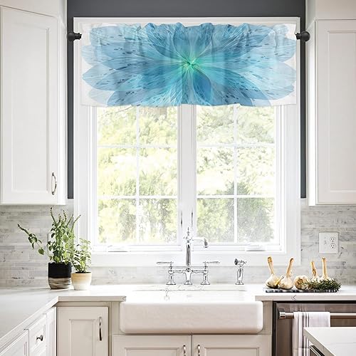 Miniatura 10 de Cortinas florales pequeñas para ventana de baño y cocina, 1 paquete de cortinas aislantes térmicas con lazos de 60 x 18 pulgadas, girasoles, abejas,