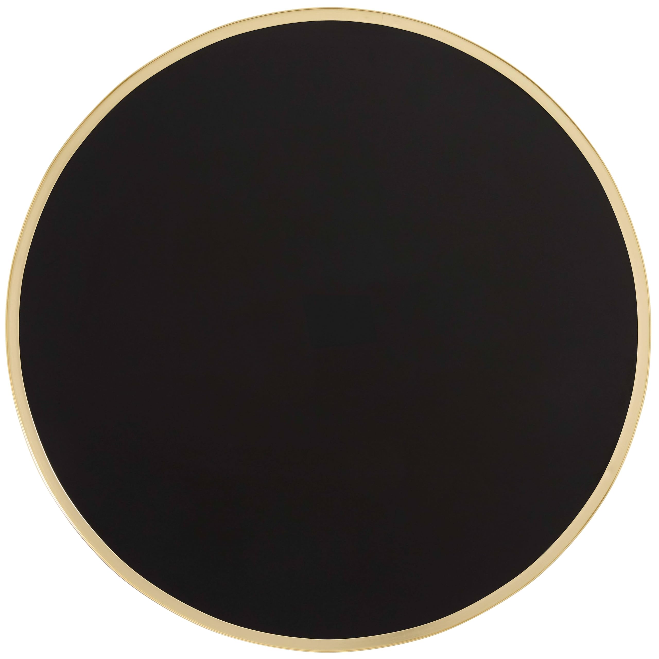 Oviala Plateau de Table Rond Blanc avec cerclage doré 60 cm marbre Vert/doré